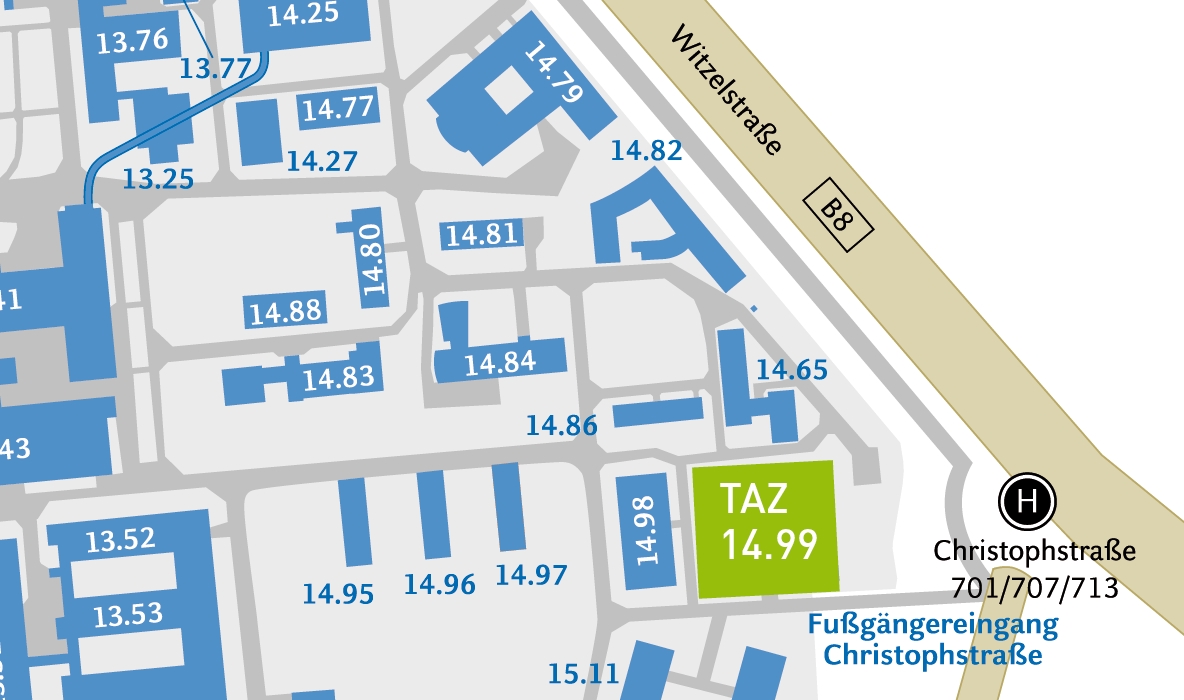 Ein Ausschnitt des Lageplans der Universitätsklinik Düsseldorf